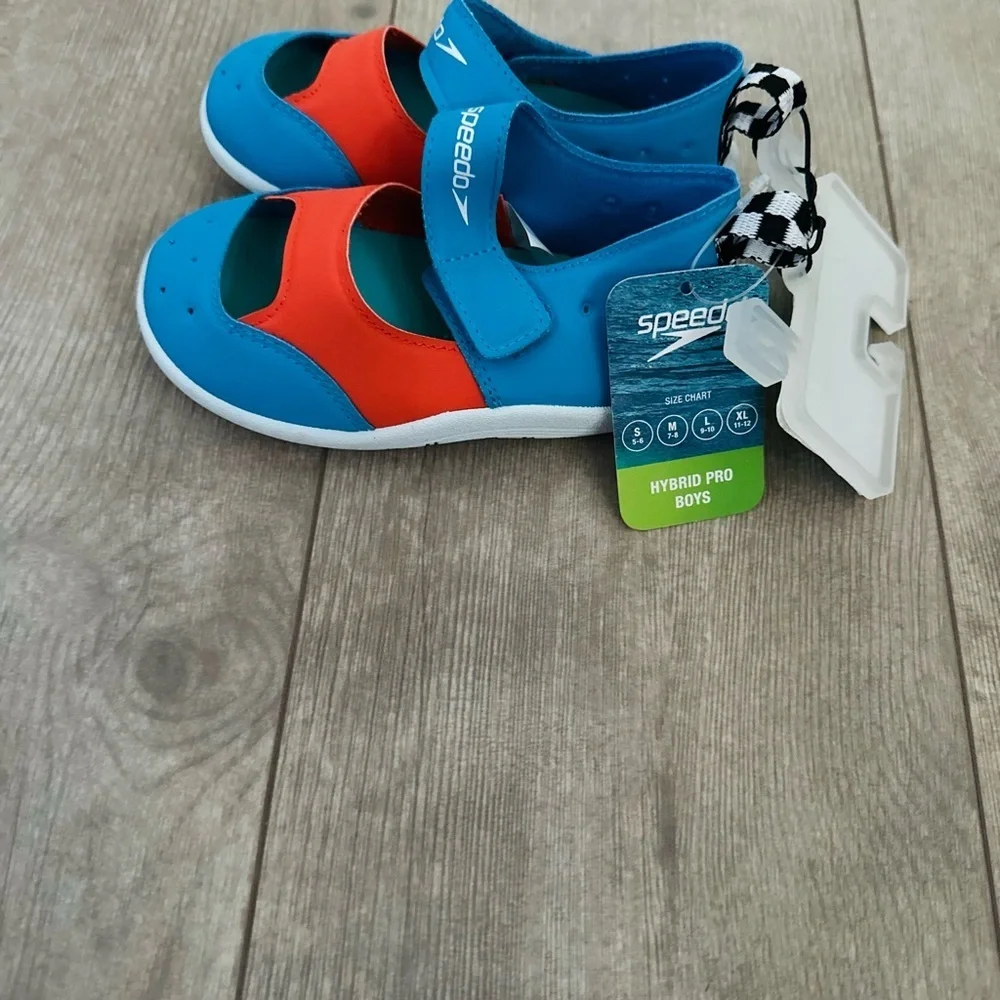 Speedo Toddler Hybrid Pro Kid's Water Swim Shoes- Aqua Blue small 5-6 new